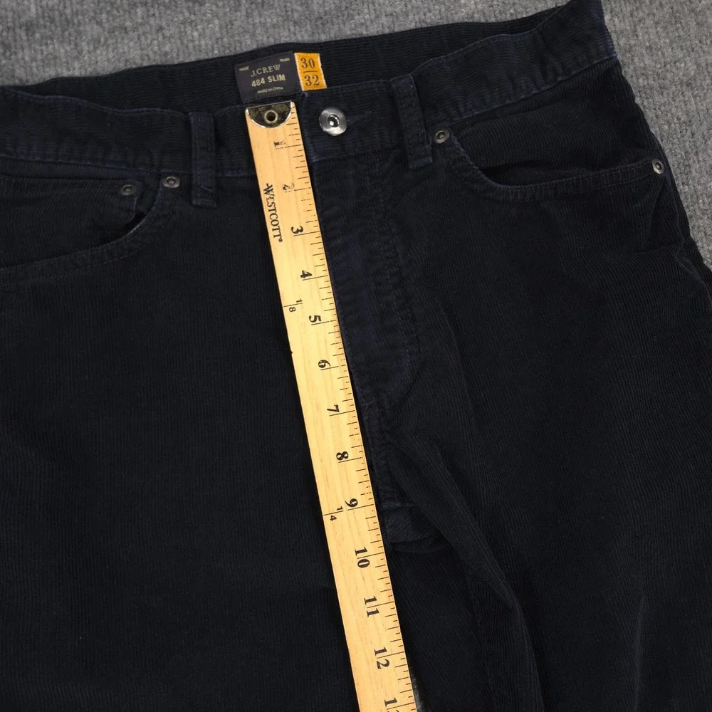 J Crew Corduroy Pants Mens 30X32 Deep Navy Blue 484 Slim Straight Preppy Casual‎